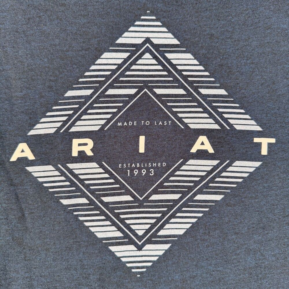 Ariat Shirt Mens Size Medium Blue Short Sleeve T shirt Western Cowboy Outdoor